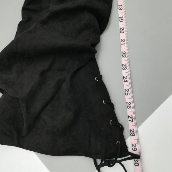 Nadia x FTF Womens Ophelia 17 Thigh High Boot Black Back Laces Zip High Heel 8W - Picture 8 of 10